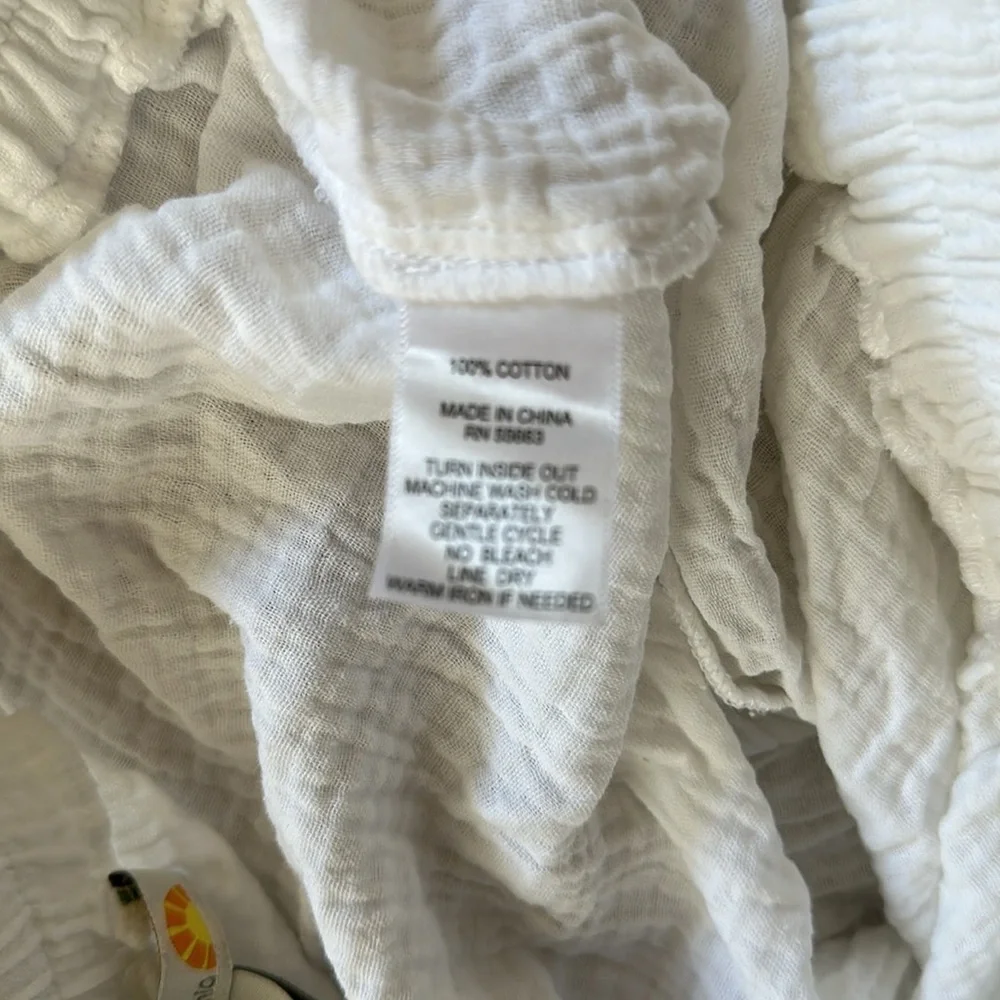 C&C California White Cotton Drawstring Pants - Size L - Picture 5 of 5